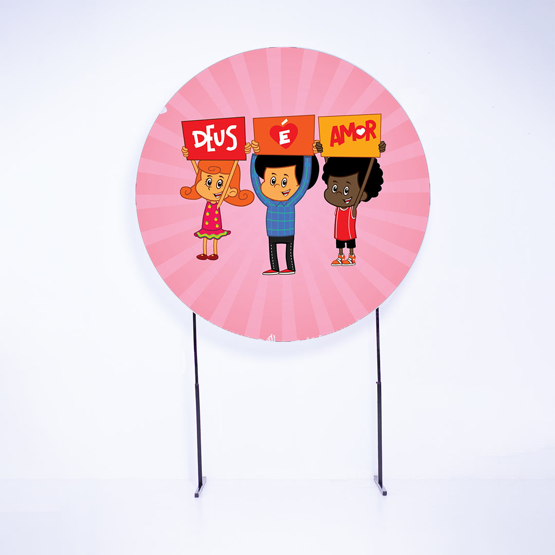 Painel Redondo Deus é Amor Arco Íris Sublimado