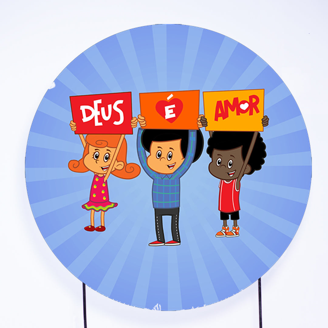 Painel Redondo Deus é Amor Arco Íris Sublimado