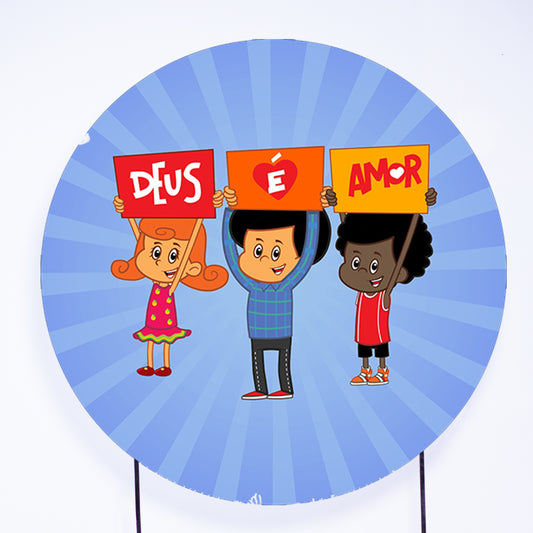 Painel Redondo Deus é Amor Arco Íris Sublimado