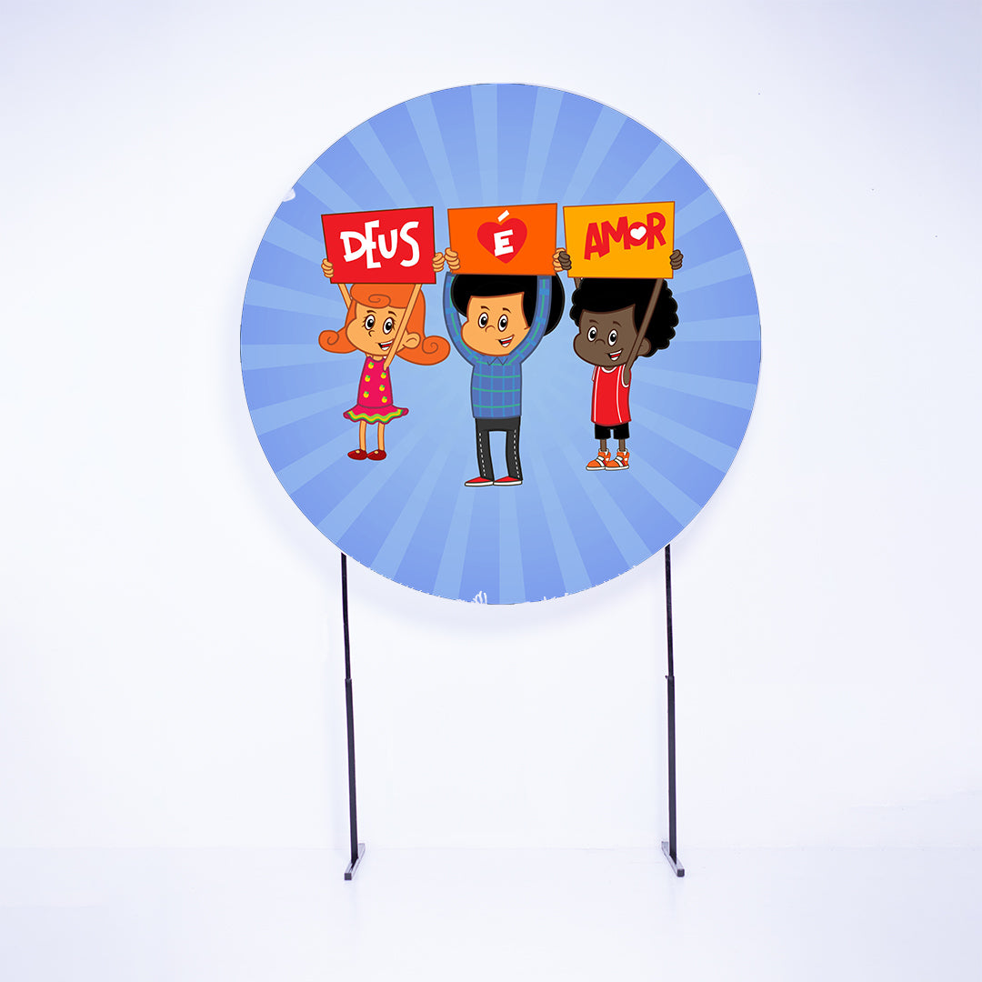 Painel Redondo Deus é Amor Arco Íris Sublimado