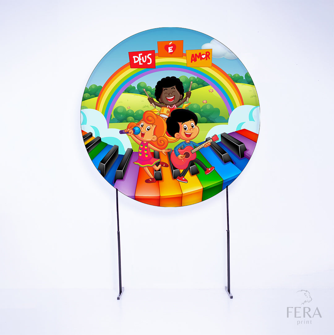 Painel Redondo Deus é Amor Arco Íris Sublimado