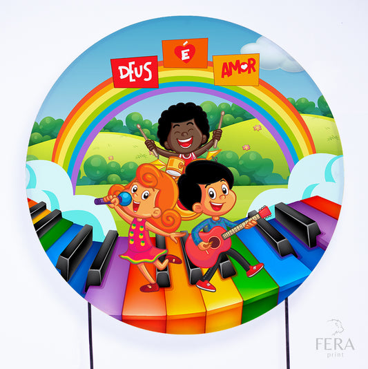Painel Redondo Deus é Amor Arco Íris Sublimado