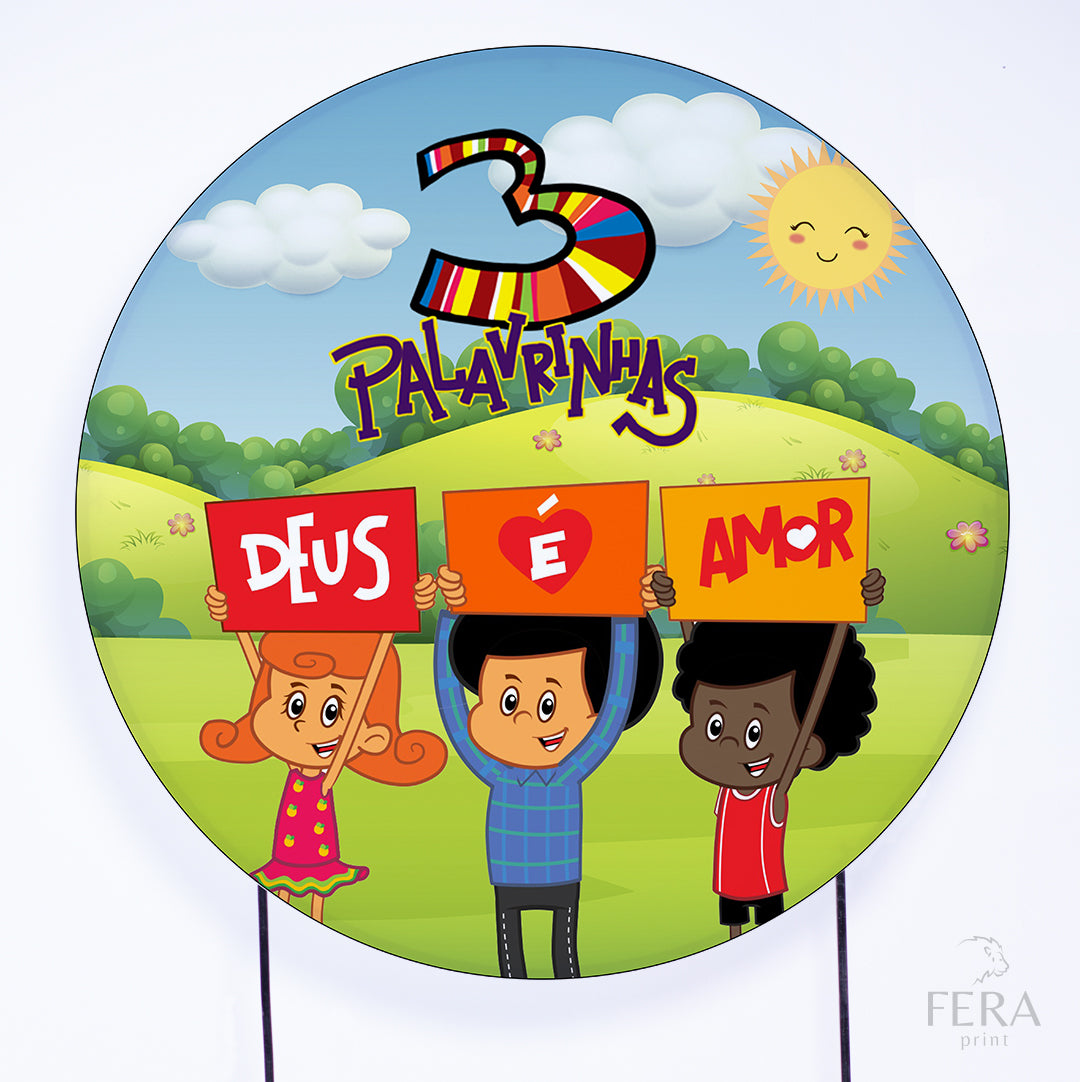 Painel Redondo Deus é Amor Arco Íris Sublimado