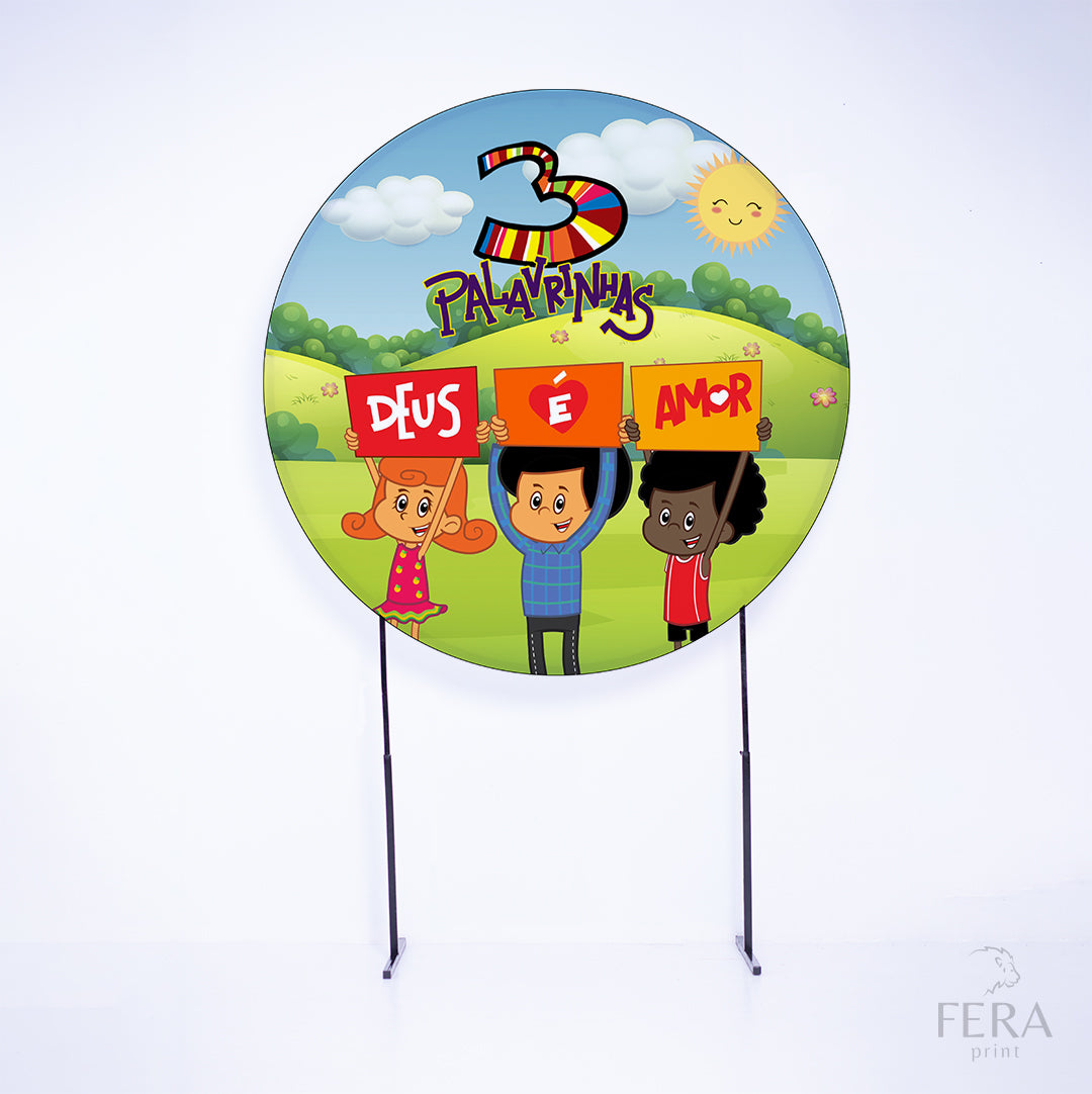 Painel Redondo Deus é Amor Arco Íris Sublimado