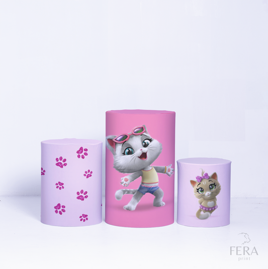 Trio Capa Cilindro Gatos c/ Elástico