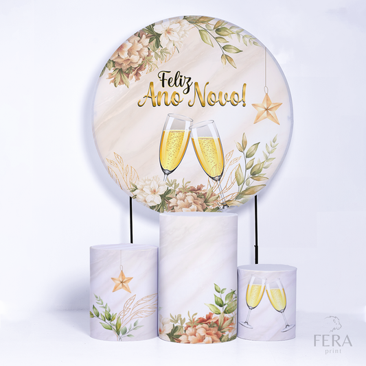 Kit Capa Cilindros + Capa Painel Ano Novo Branco Sublimado