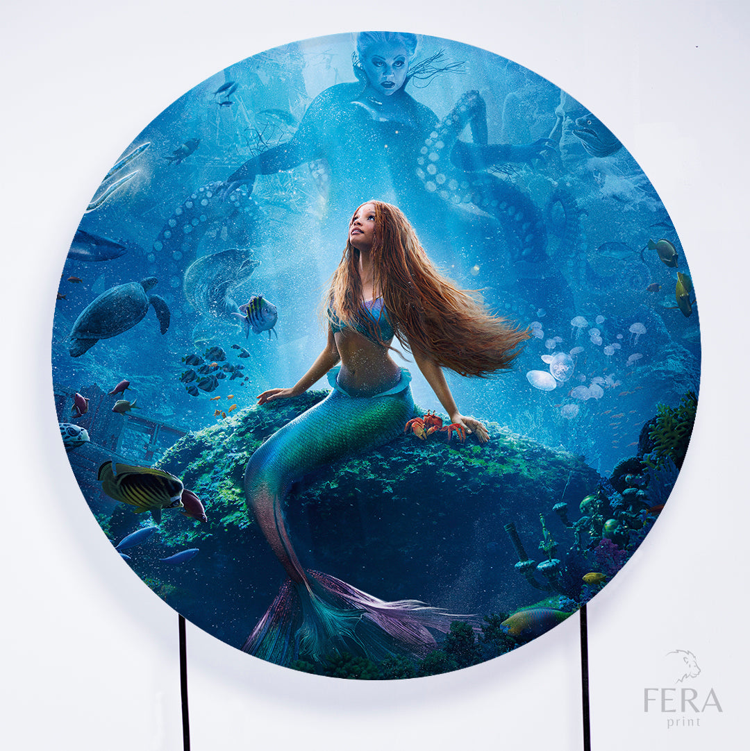 Painel Redondo Princesa Sereia Concha Sublimado