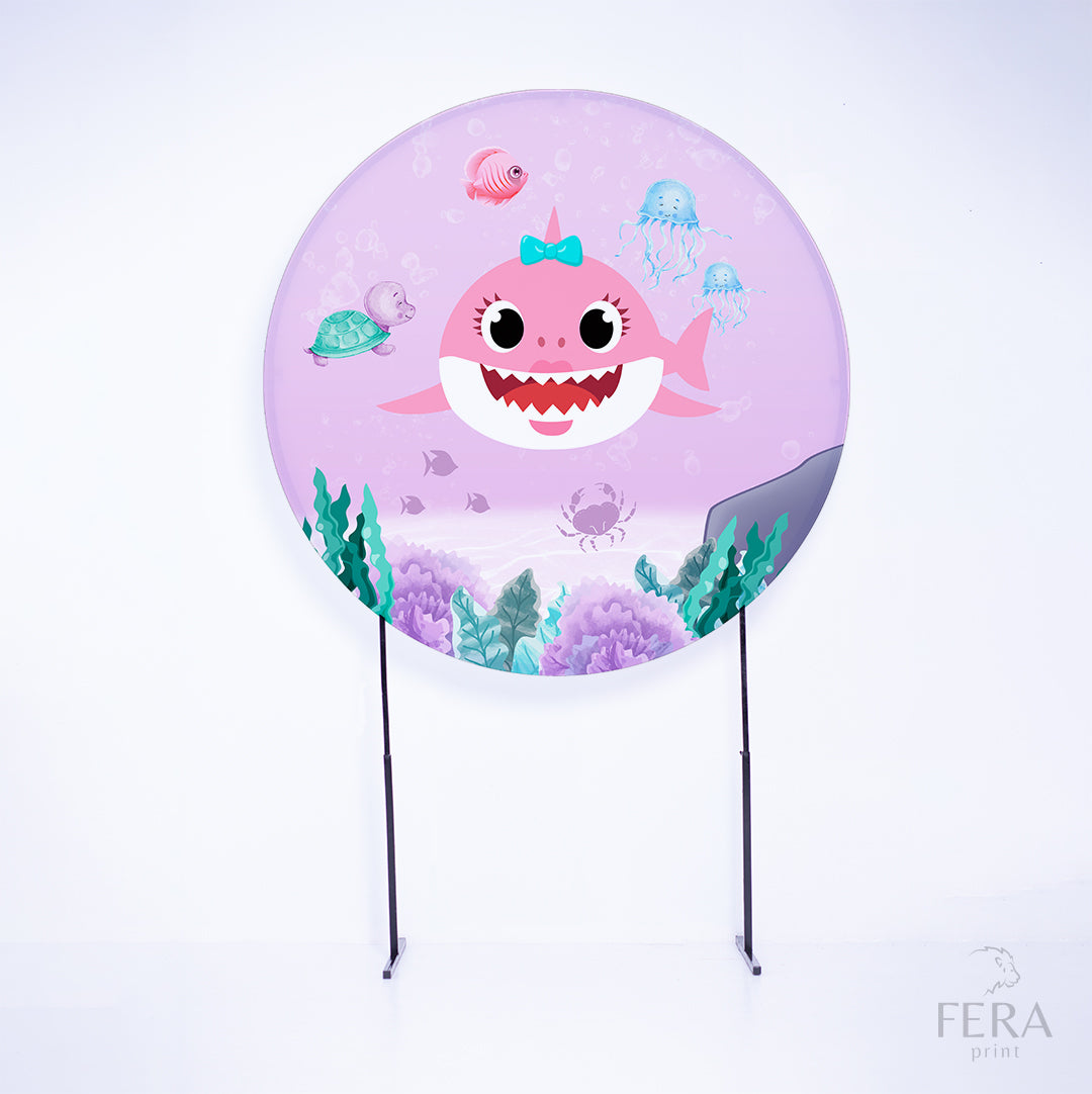 Painel Redondo Bebê Tubarão Menina Sublimado