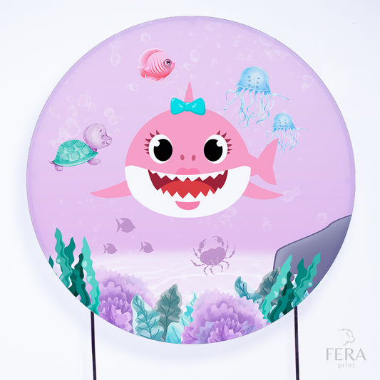 Painel Redondo Bebê Tubarão Menina Sublimado