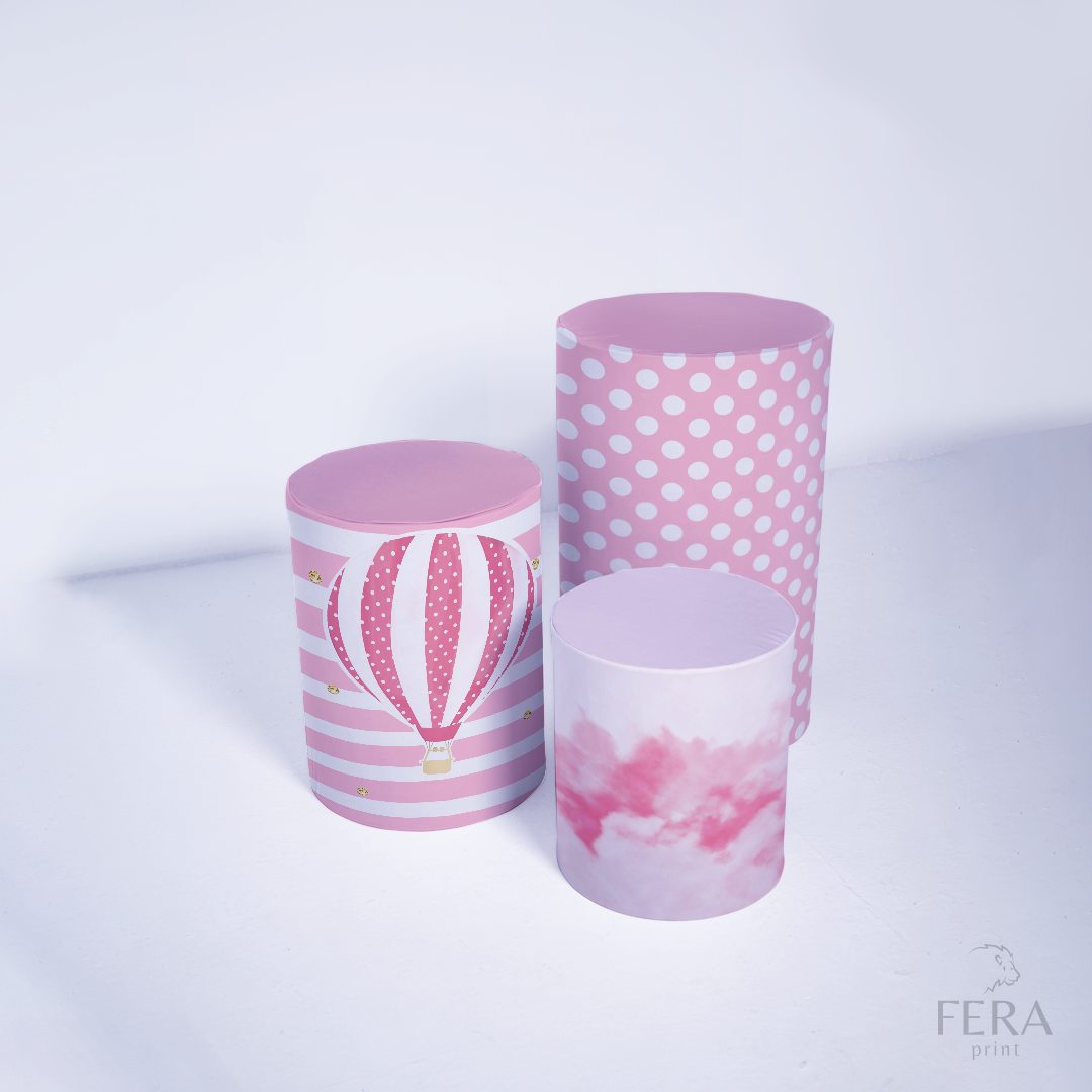 Kit Capa Cilindros + Capa Painel Balão Rosa Sublimado