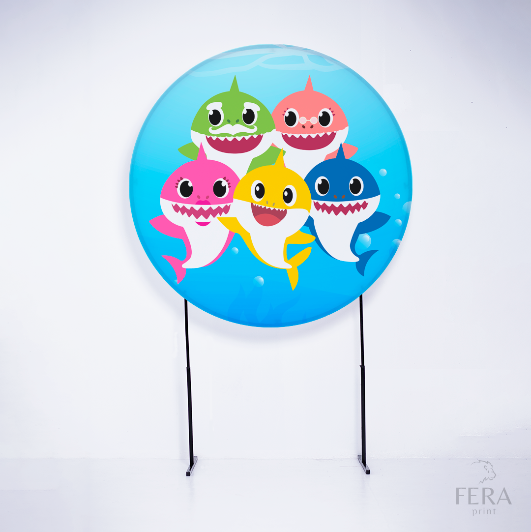 Kit Painéis + Trio Capa Cilindro Casado Bebê Tubarão Azul Sublimado