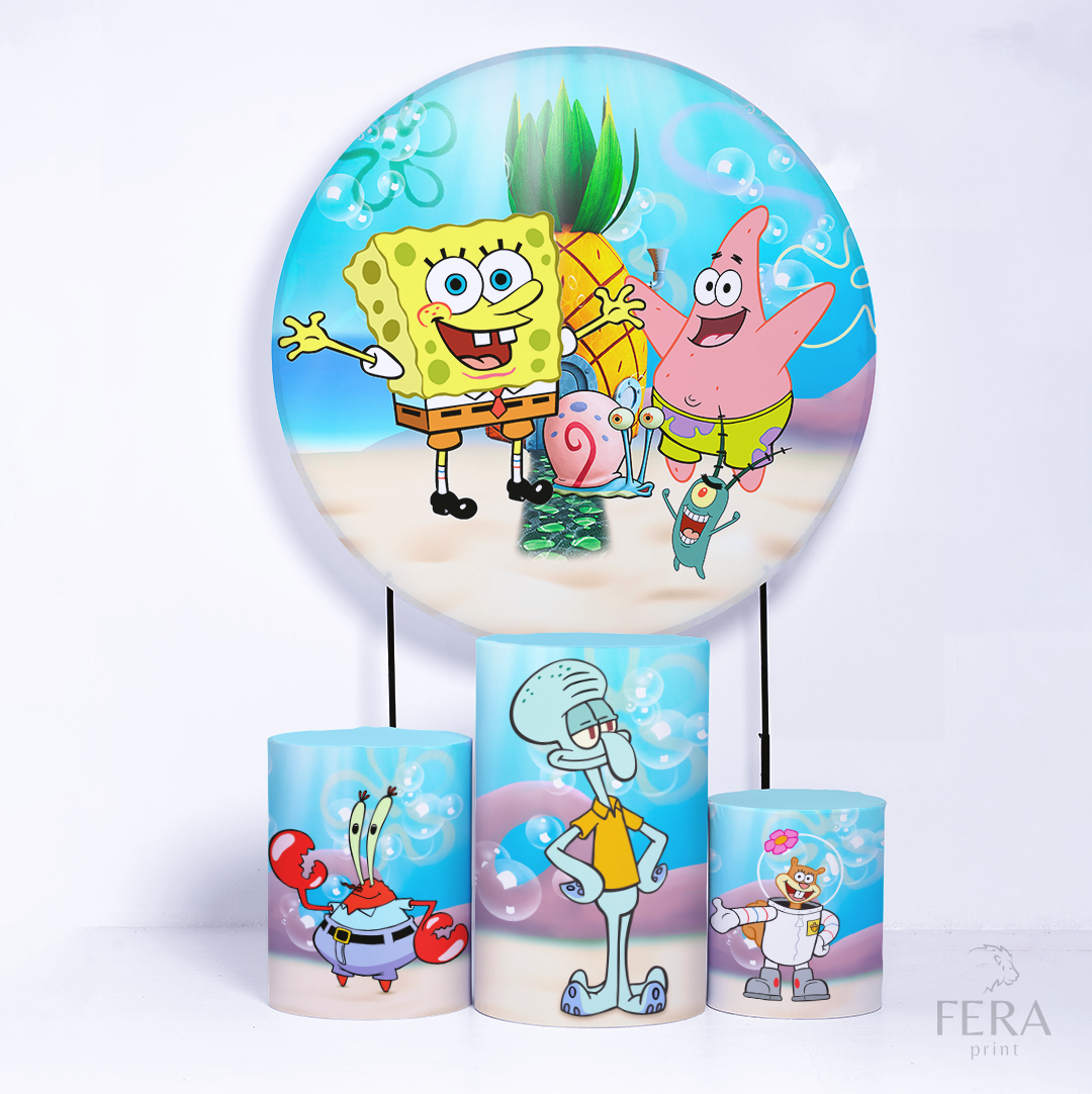 Kit Capa Cilindros + Capa Painel Esponja Amarela Abacaxi Sublimado