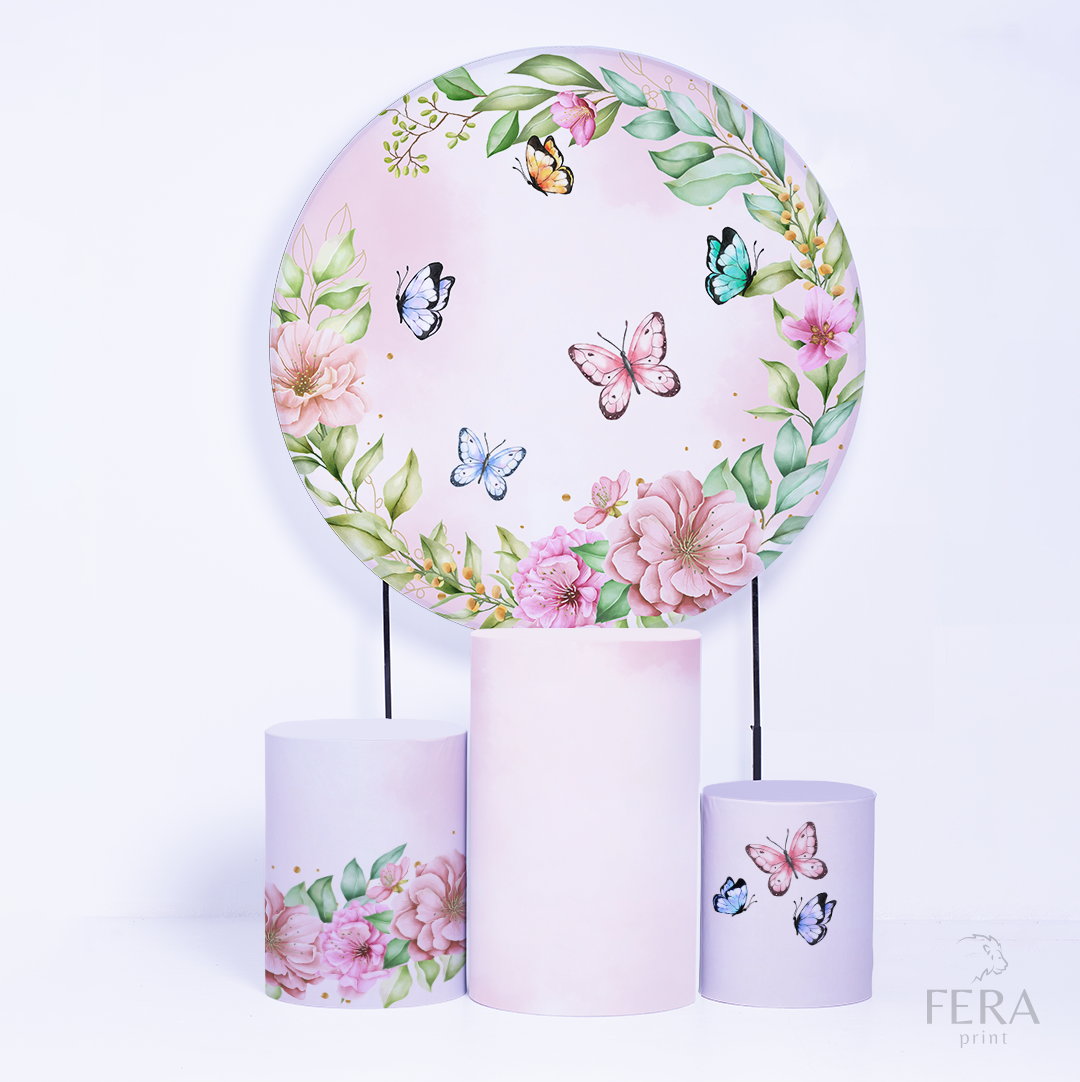 Kit Capa Cilindros + Capa Painel Jardim Borboletas Sublimado