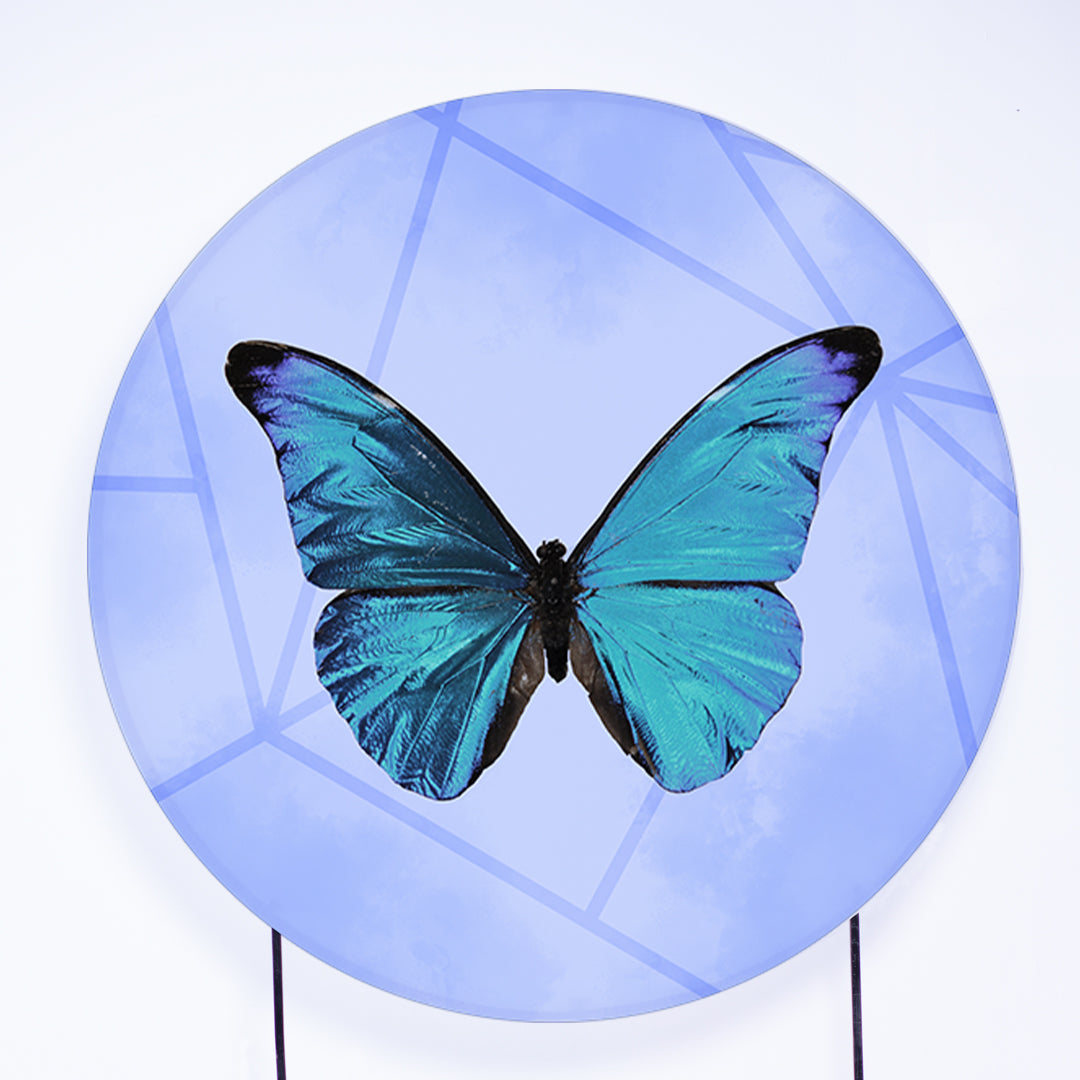 Painel Redondo Borboleta Azul Sublimado