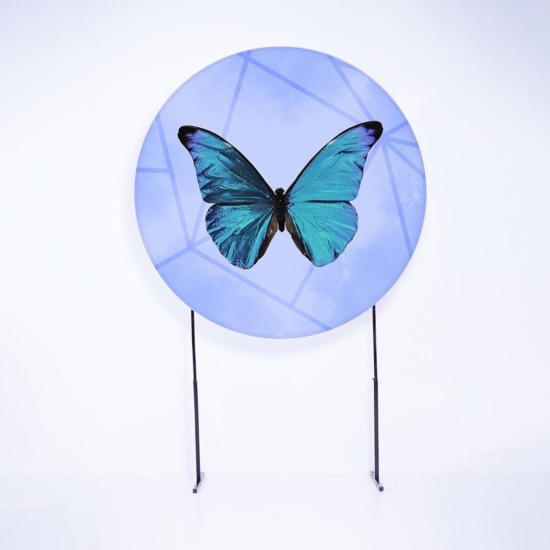 Painel Redondo Borboleta Azul Sublimado