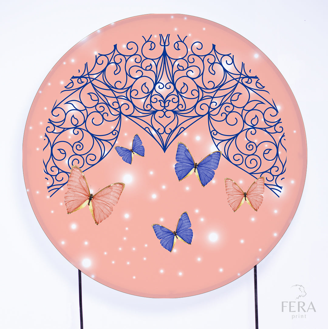 Painel Redondo Borboleta Sublimado