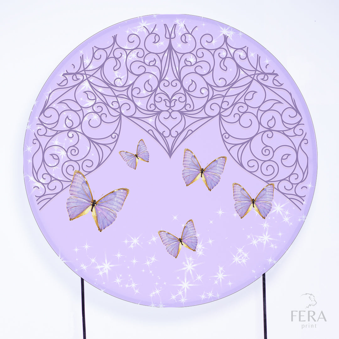 Painel Redondo Borboleta Sublimado