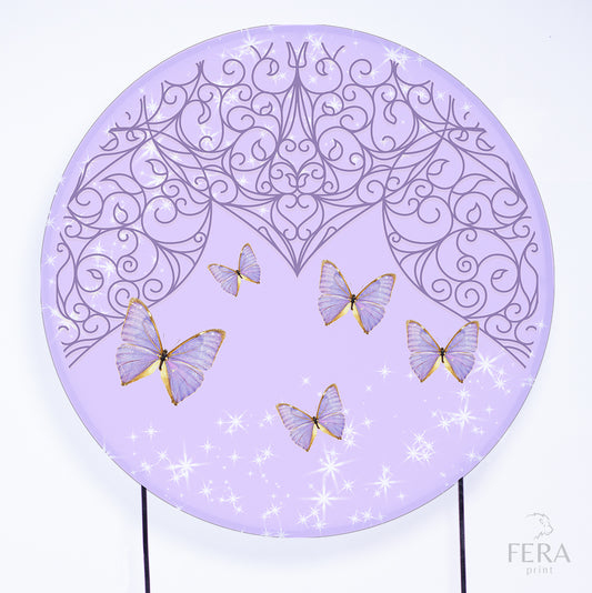 Painel Redondo Borboleta Sublimado