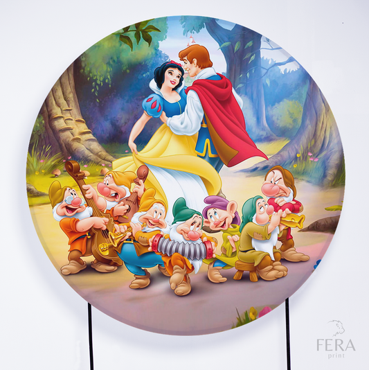 Painel Redondo Princesa Anões Sublimado