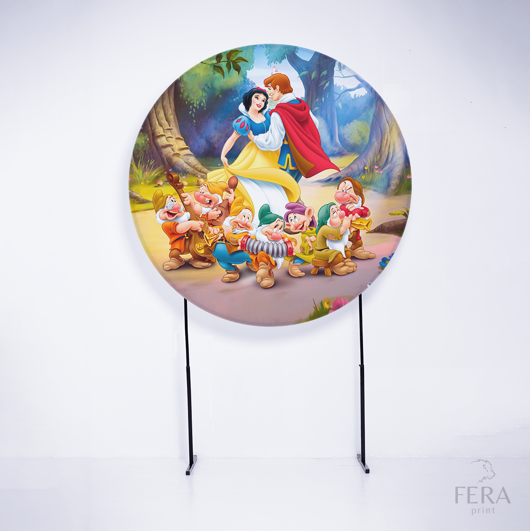 Painel Redondo Princesa Anões Sublimado