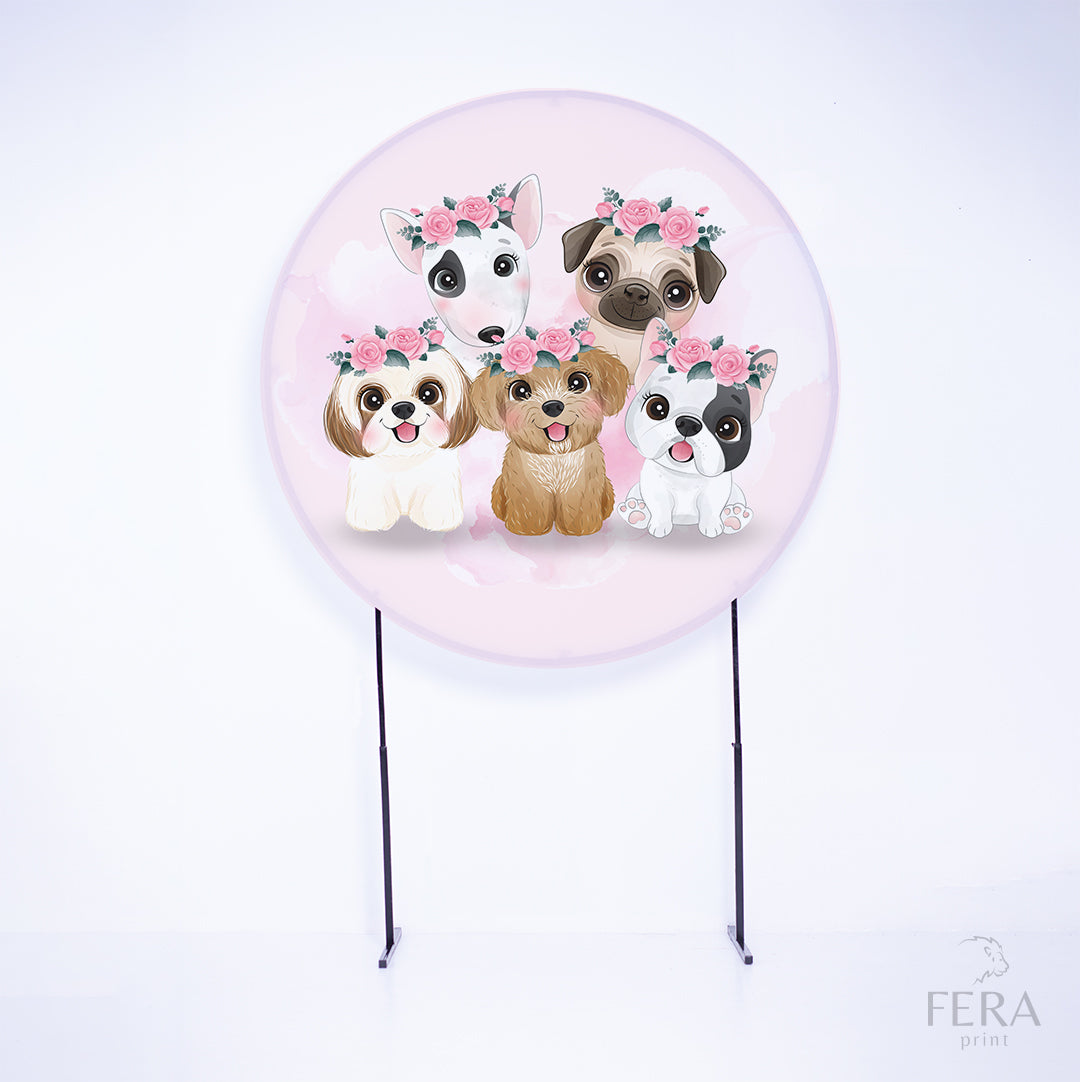 Painel Redondo Cachorros Sublimado