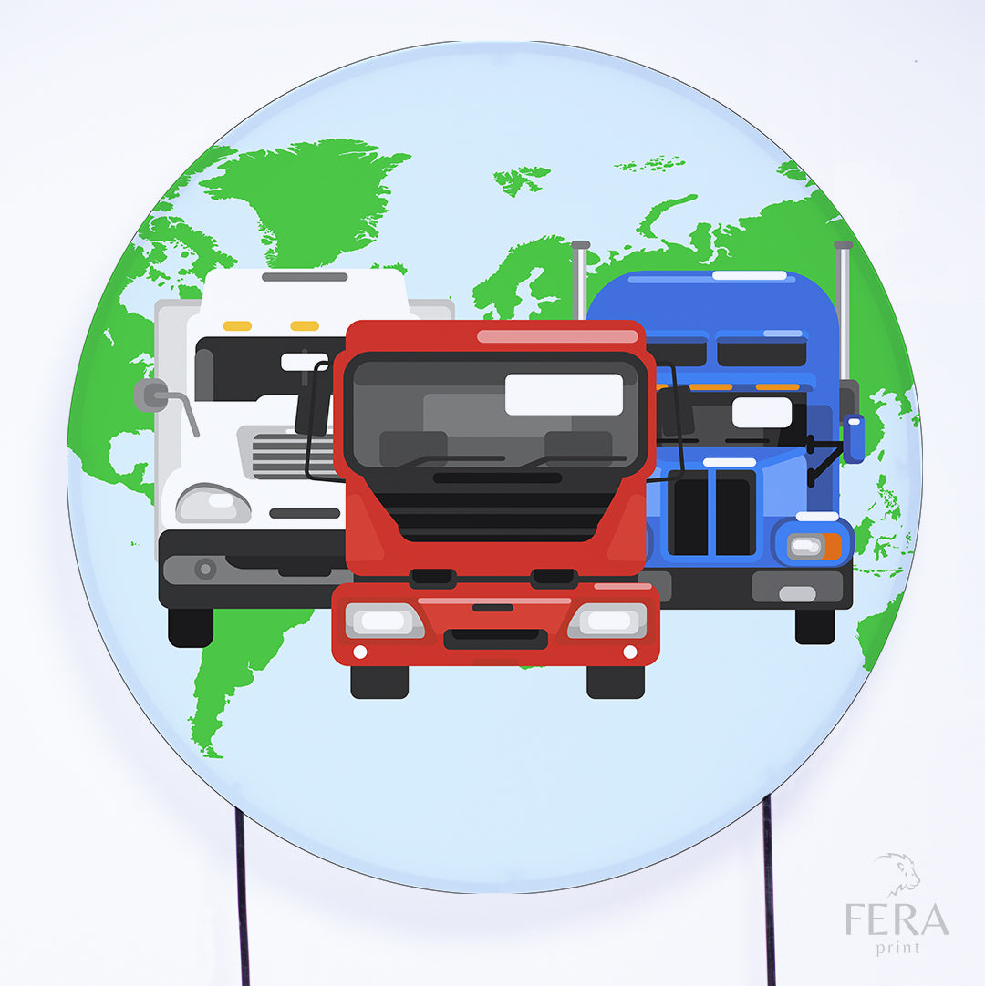 Painel Redondo Caminhãos Sublimado