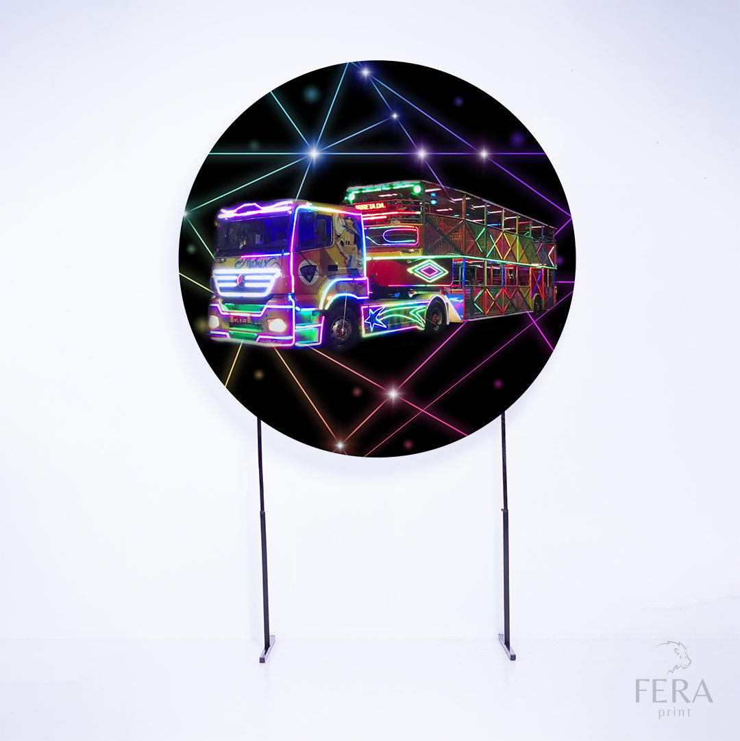 Painel Redondo Caminhãos Sublimado