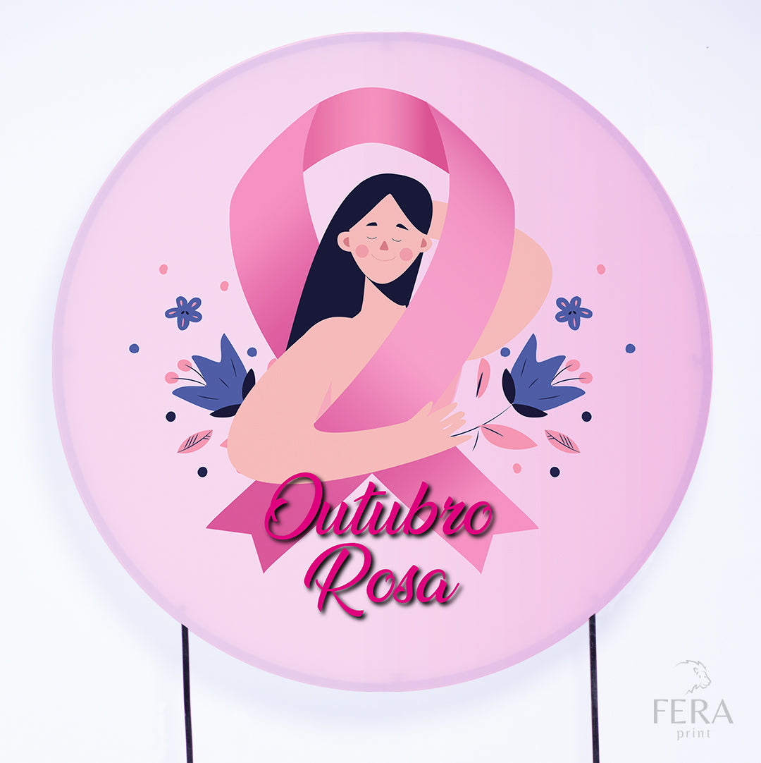 Painel Redondo Outubro Rosa Sublimado