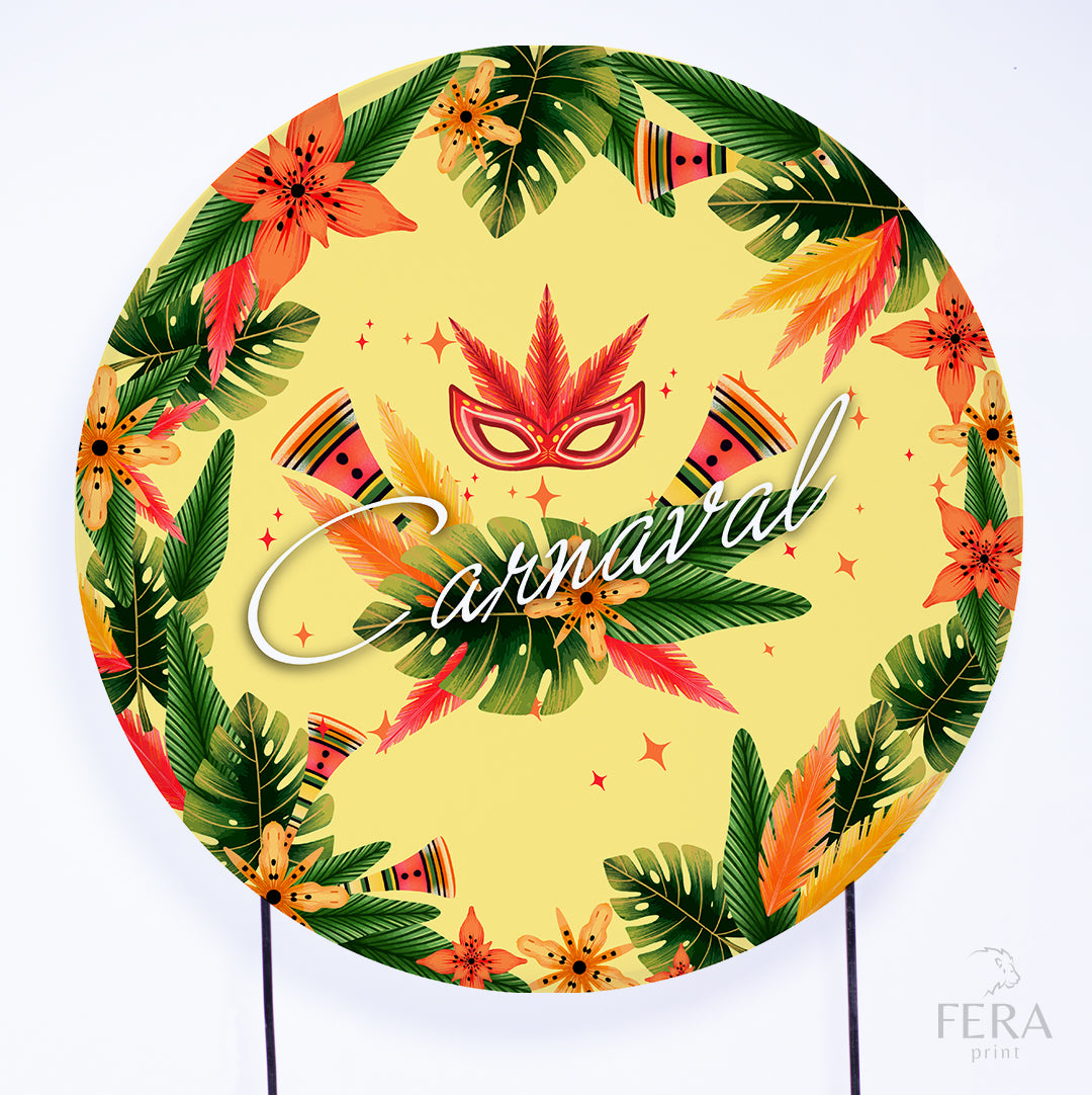 Painel Redondo Carnaval Amarelo Sublimado