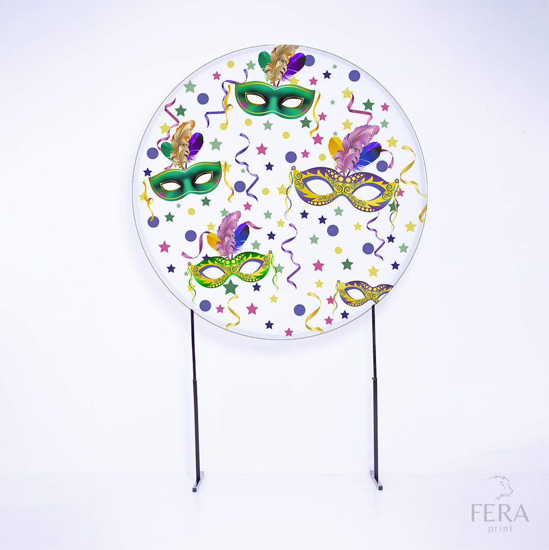 Painel Redondo Carnaval Colorido Sublimado