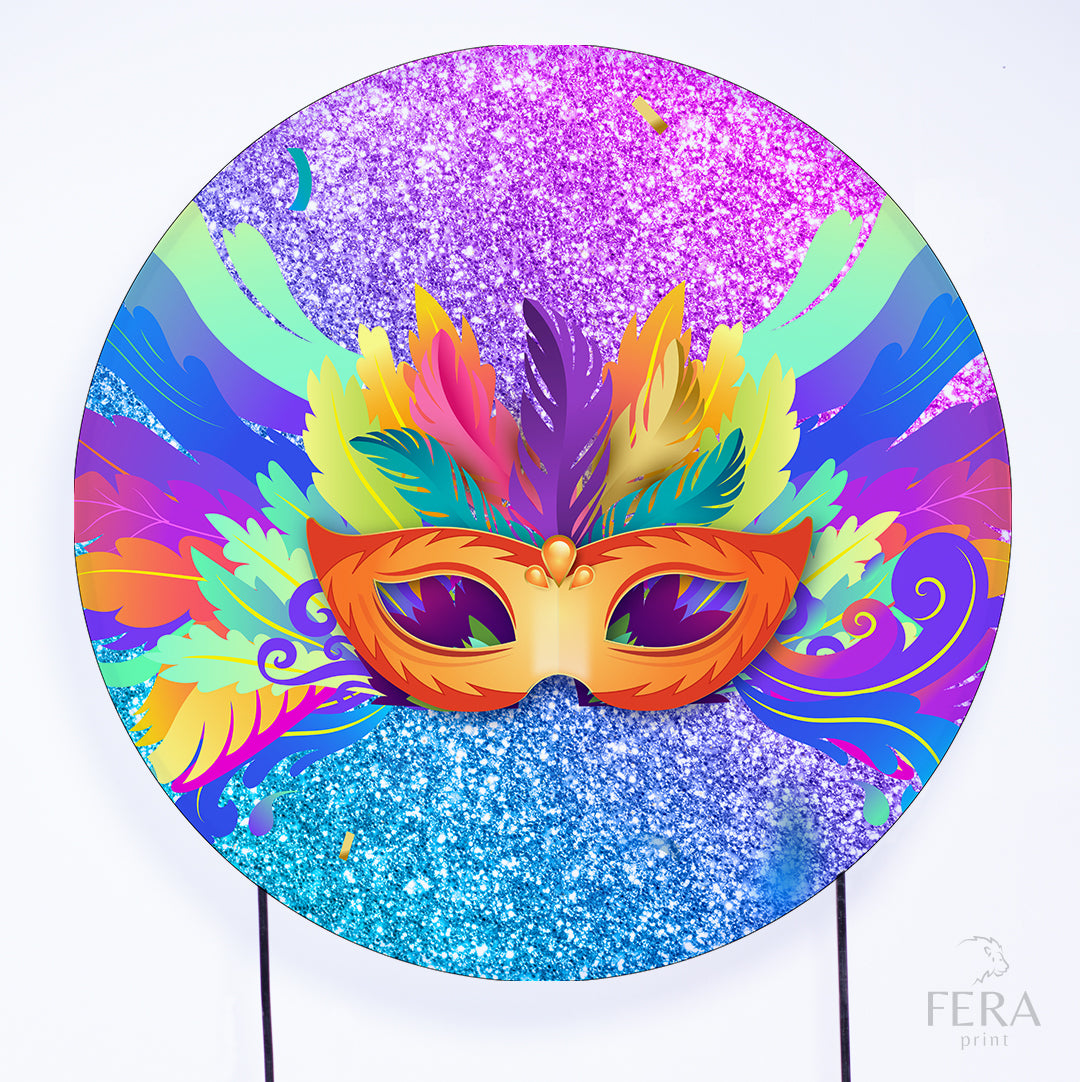 Painel Redondo Carnaval Colorido Sublimado