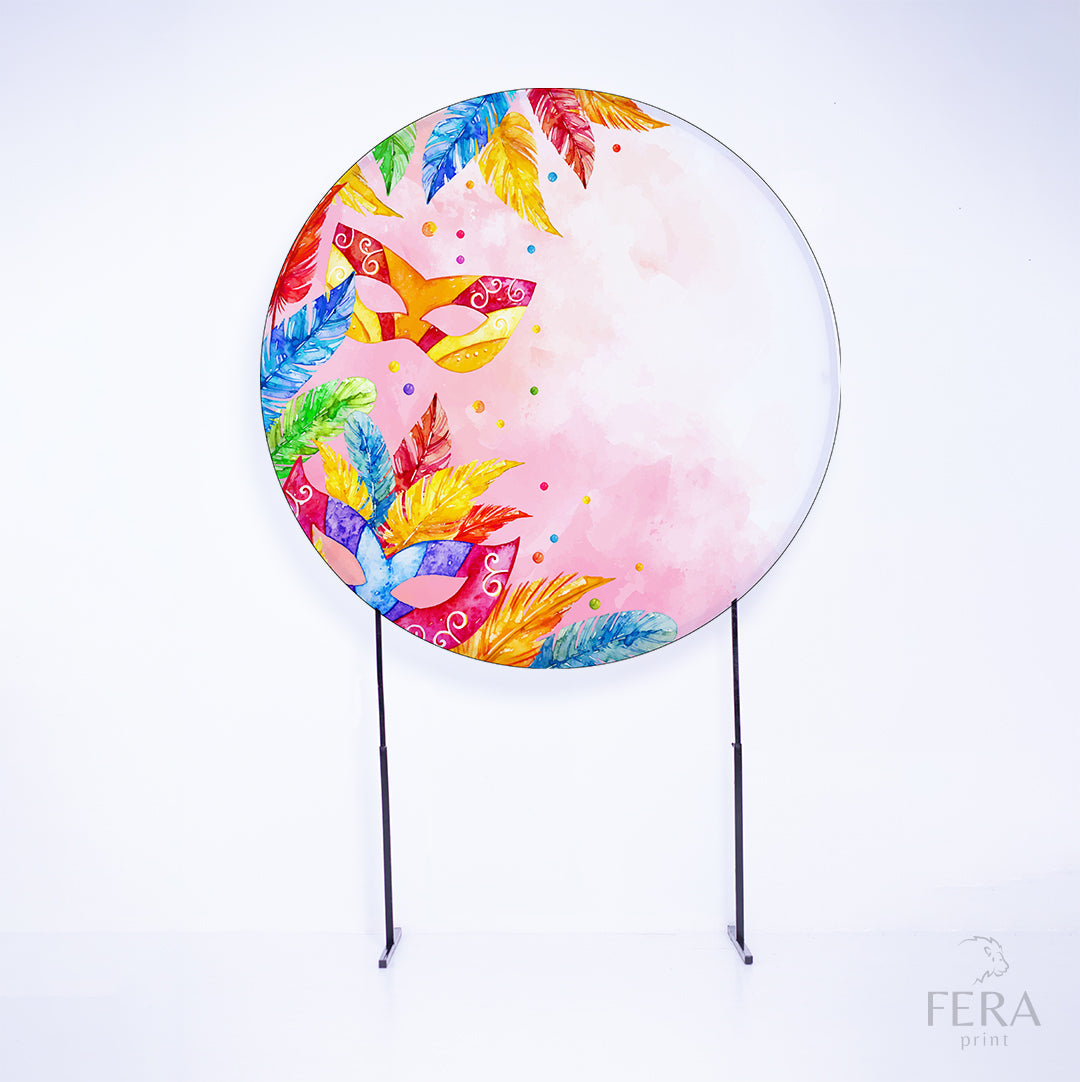 Painel Redondo Carnaval Colorido Sublimado