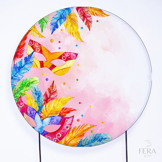 Painel Redondo Carnaval Colorido Sublimado