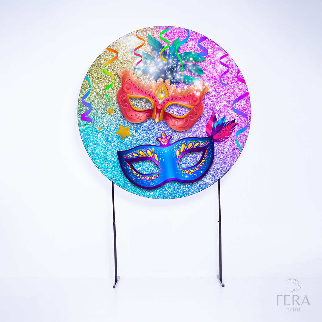 Painel Redondo Carnaval Colorido Sublimado