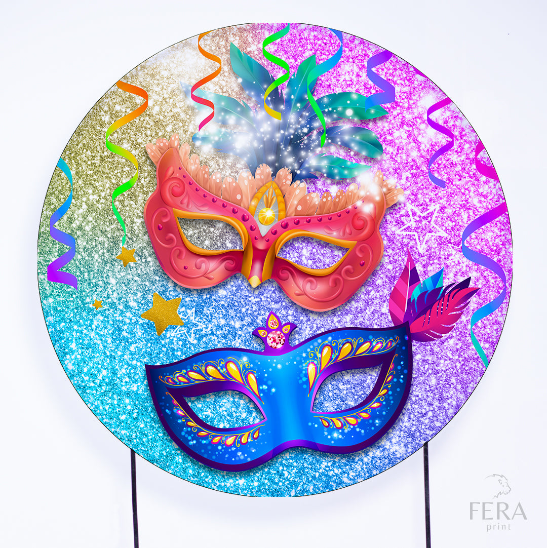 Painel Redondo Carnaval Colorido Sublimado