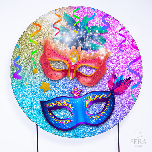 Painel Redondo Carnaval Colorido Sublimado