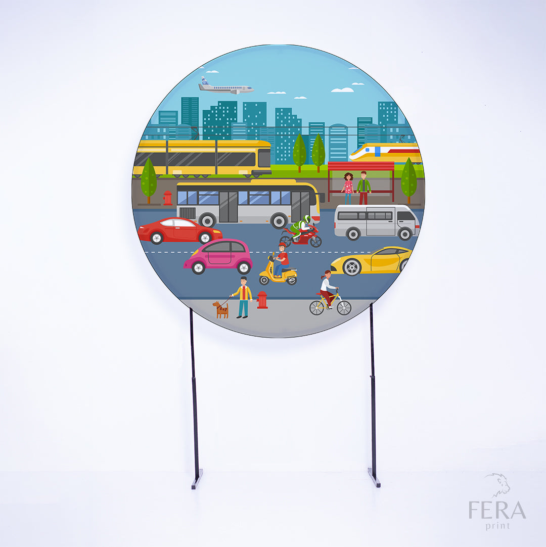 Painel Redondo Carros Trânsito Sublimado