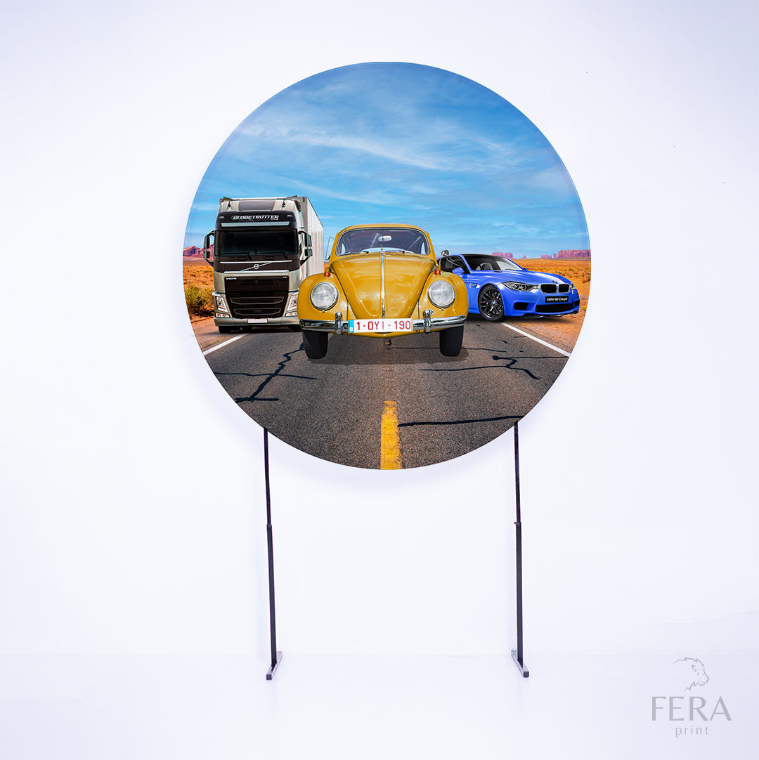 Painel Redondo Carros Sublimado