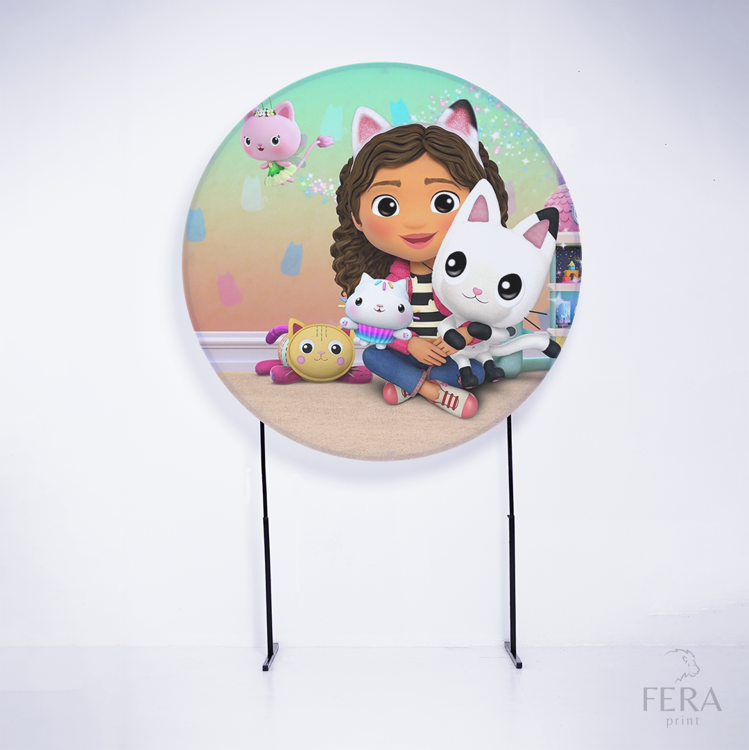 Painel Redondo Menina dos Gatos Sublimado