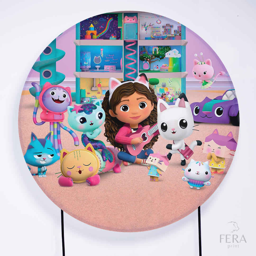 Painel Redondo Menina dos Gatos Sublimado