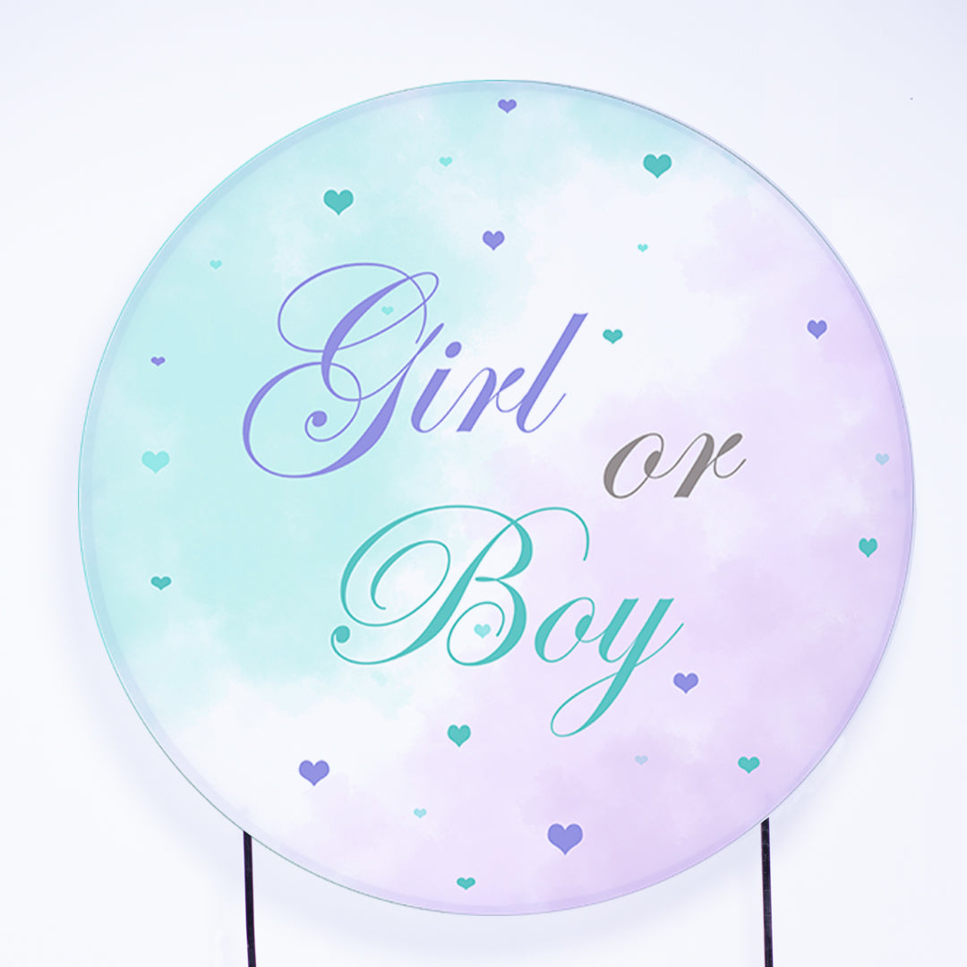 Painel Redondo Chá Revelação Boy Girl Sublimado