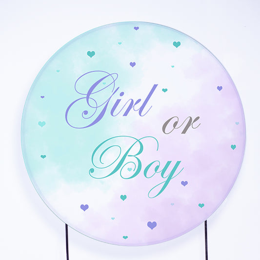 Painel Redondo Chá Revelação Boy Girl Sublimado