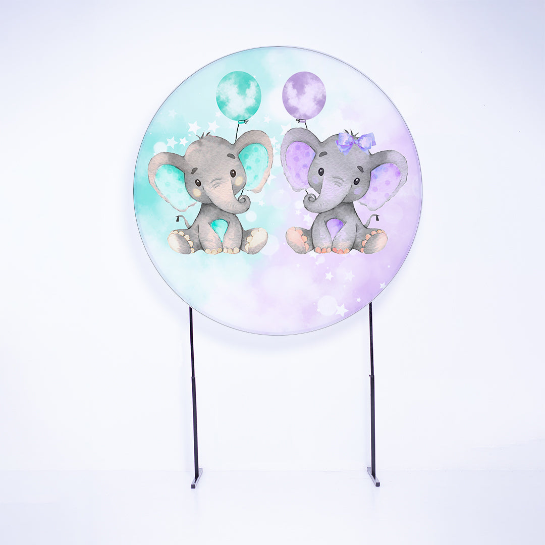 Painel Redondo Chá Revelação Elefantinho Collor Sublimado