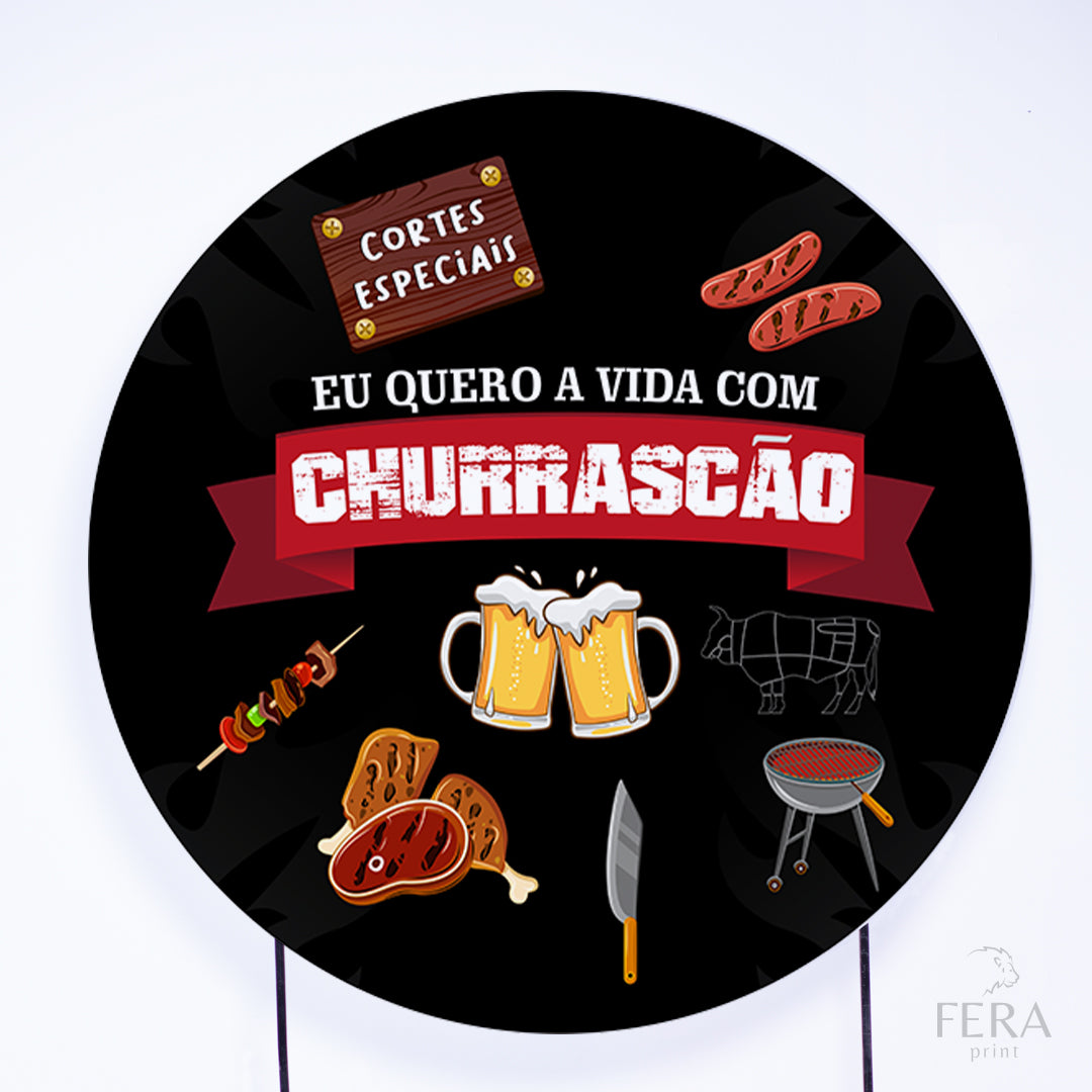 Painel Redondo Churrasco Sublimado