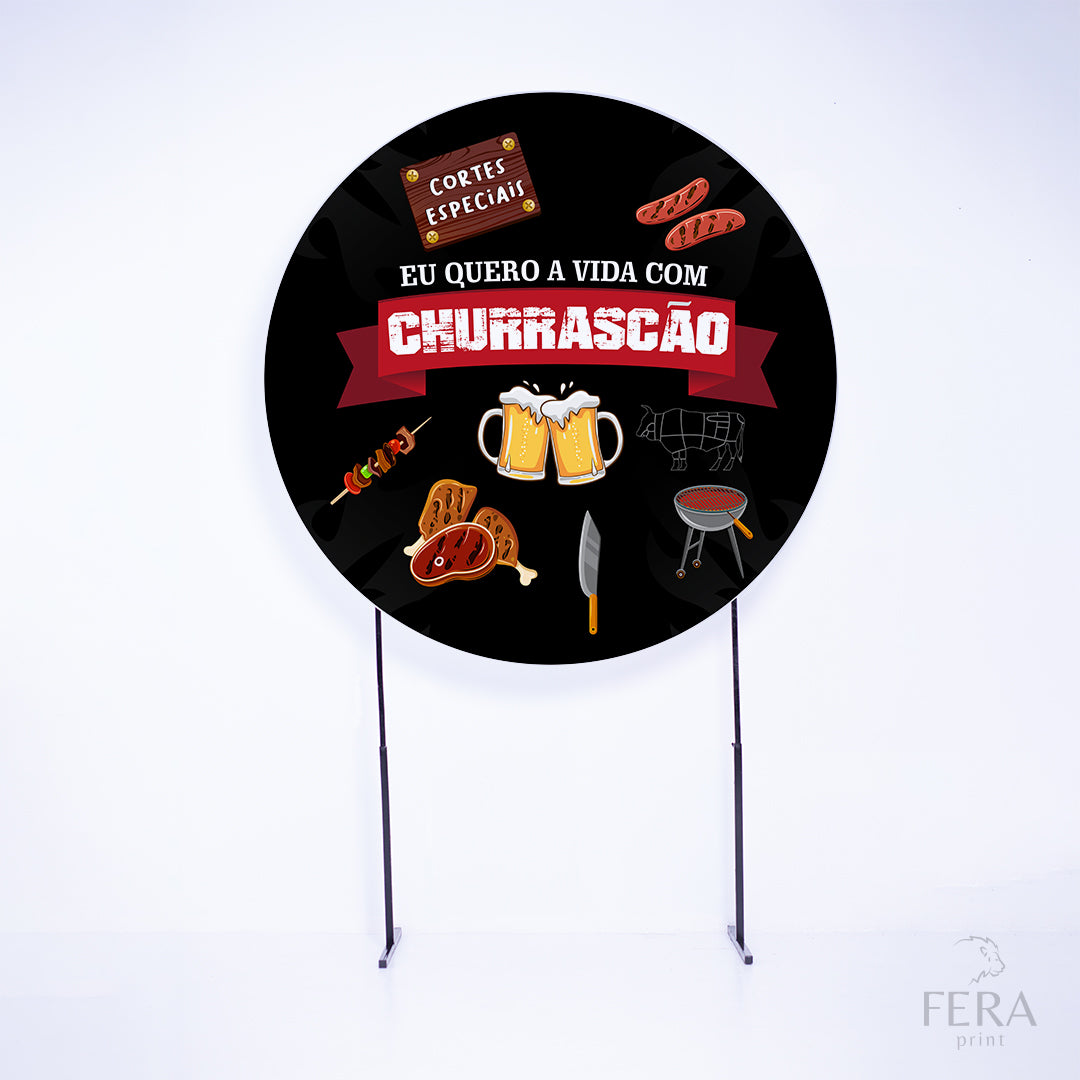 Painel Redondo Churrasco Sublimado