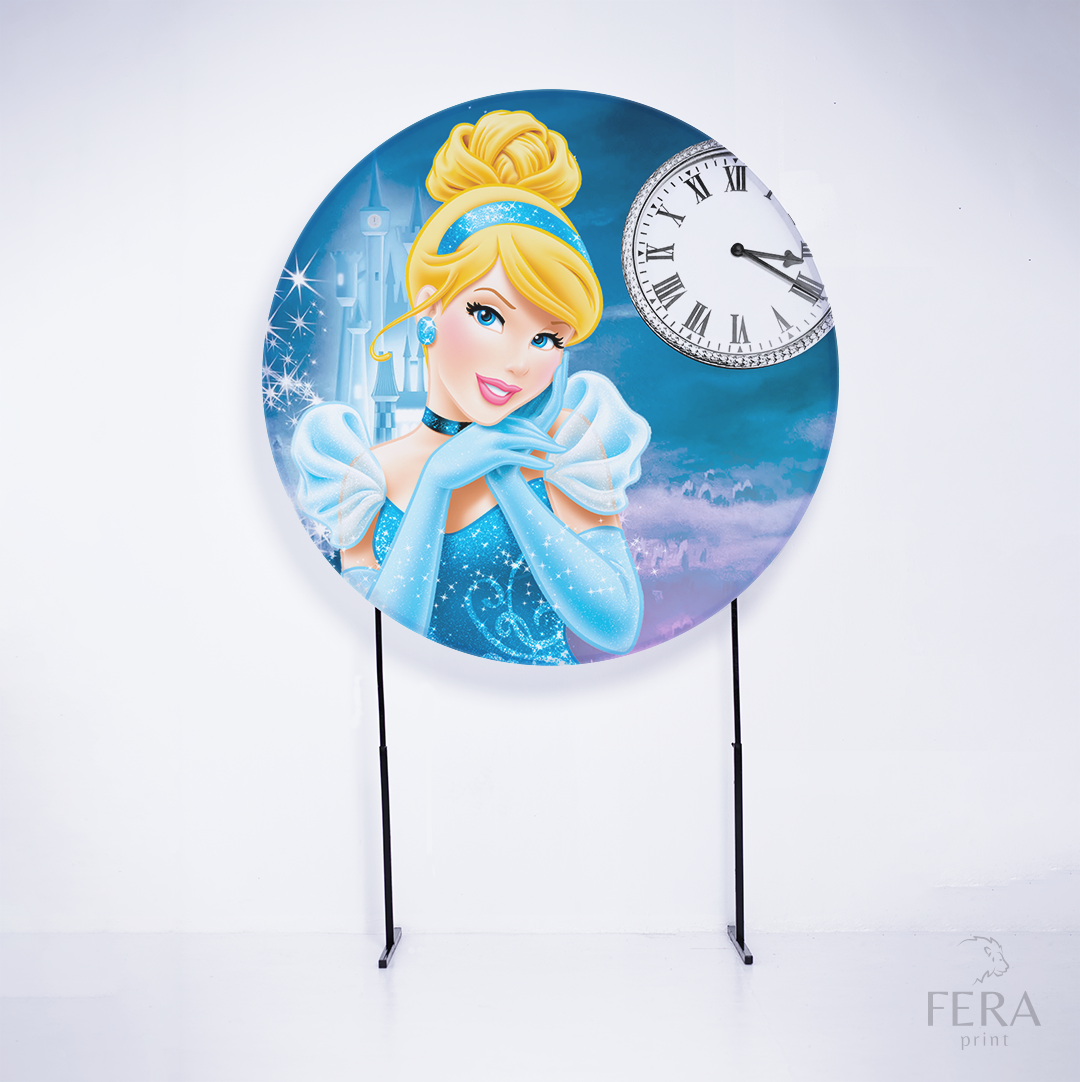 Painel Redondo Princesa Azul e Lilás Sublimado