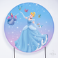 Painel Redondo Princesa Azul e Rosa Sublimado