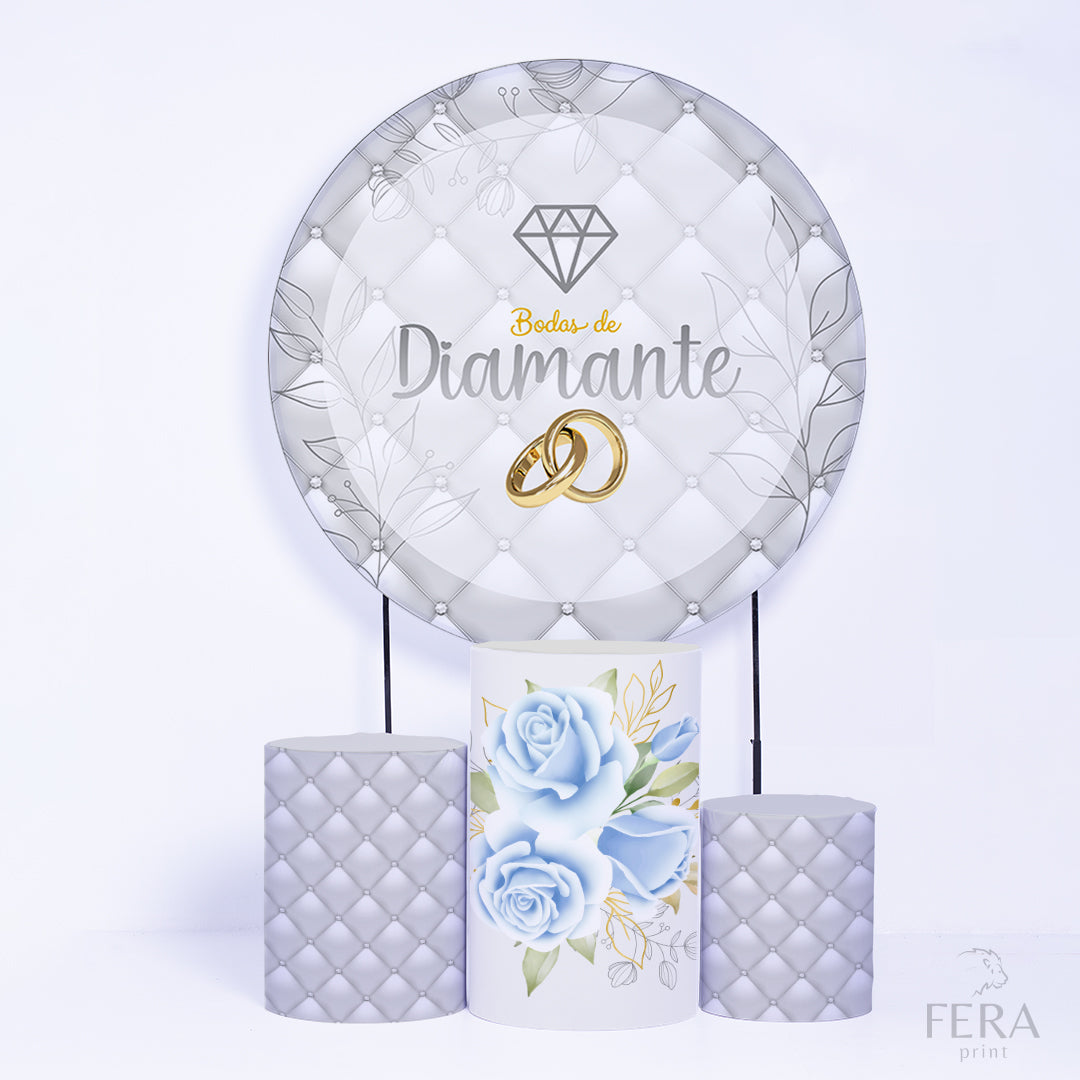 Kit Capa Cilindros + Capa Painel Bodas de Diamante Sublimado