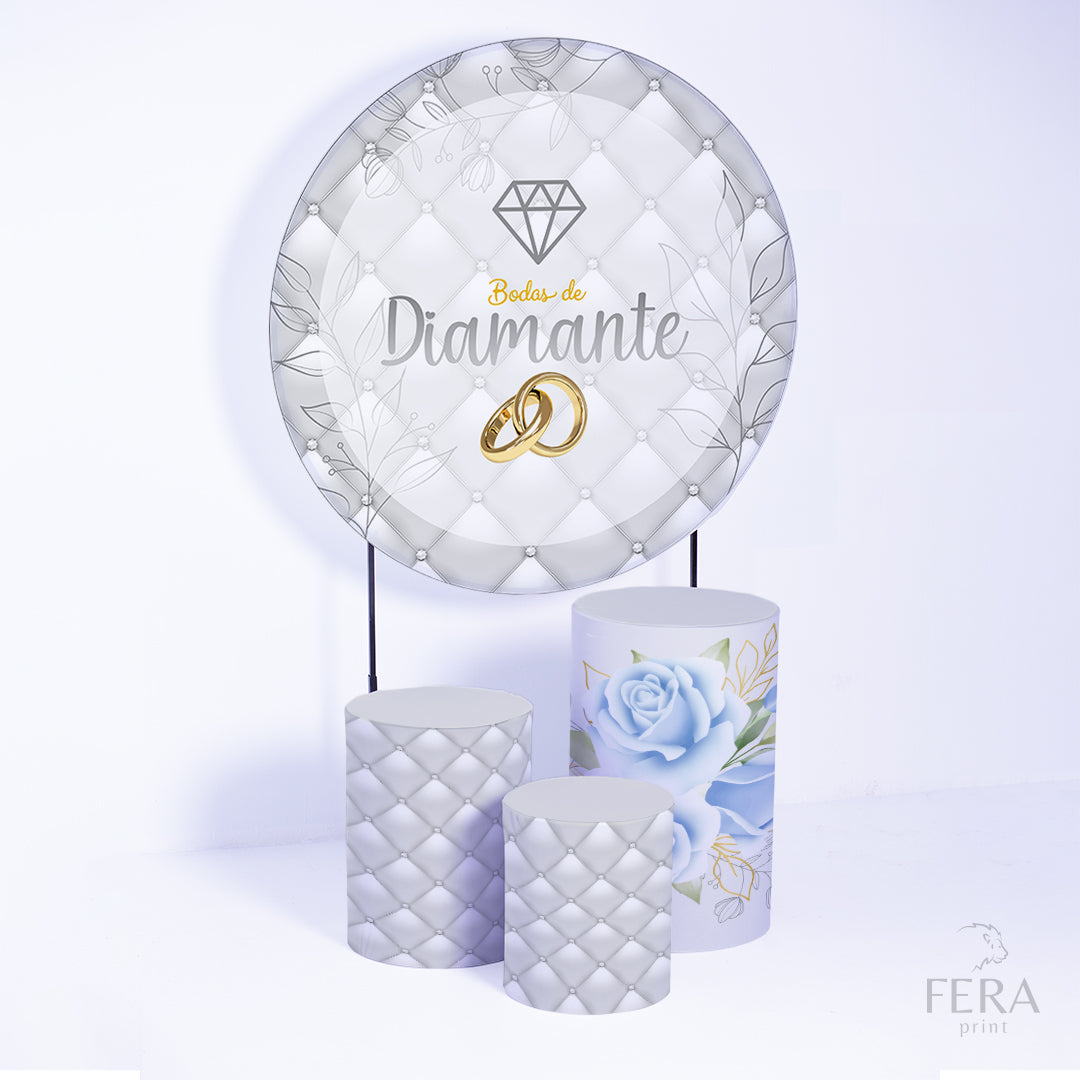 Kit Capa Cilindros + Capa Painel Bodas de Diamante Sublimado