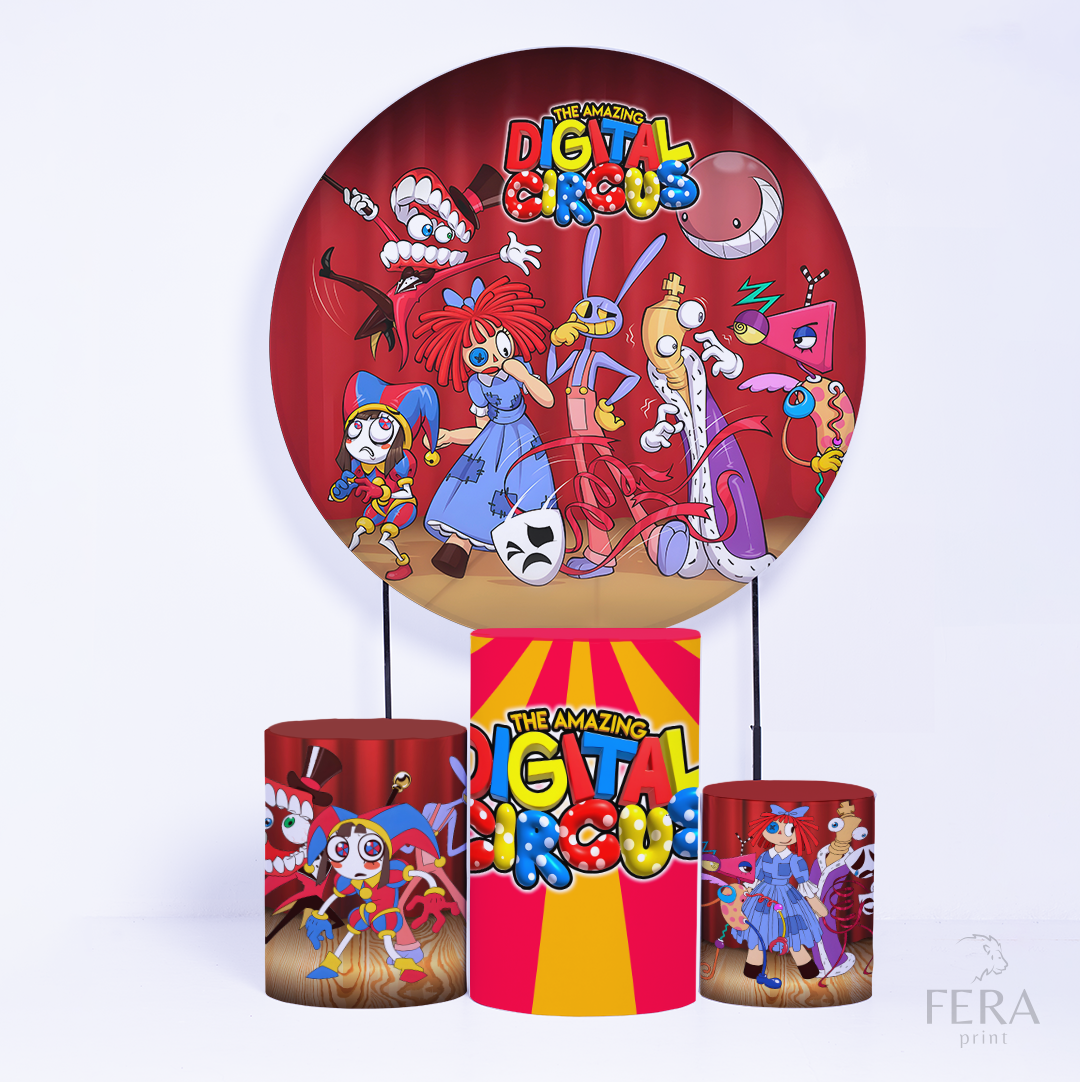 Kit Capa Cilindros + Capa Painel Circo Azul e Vermelho Sublimado
